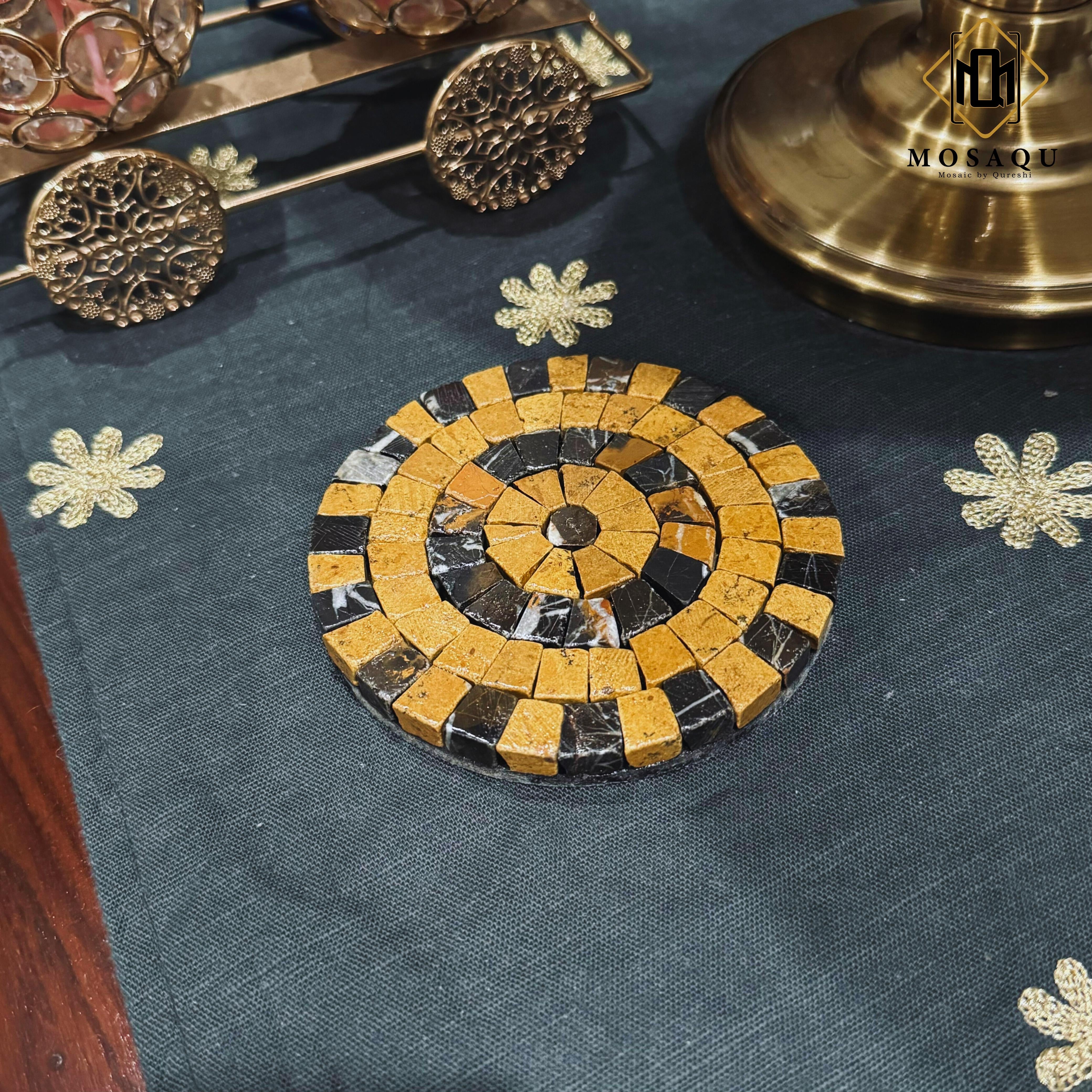 Golden Shadow Handmade Coaster for Antique Home Decor